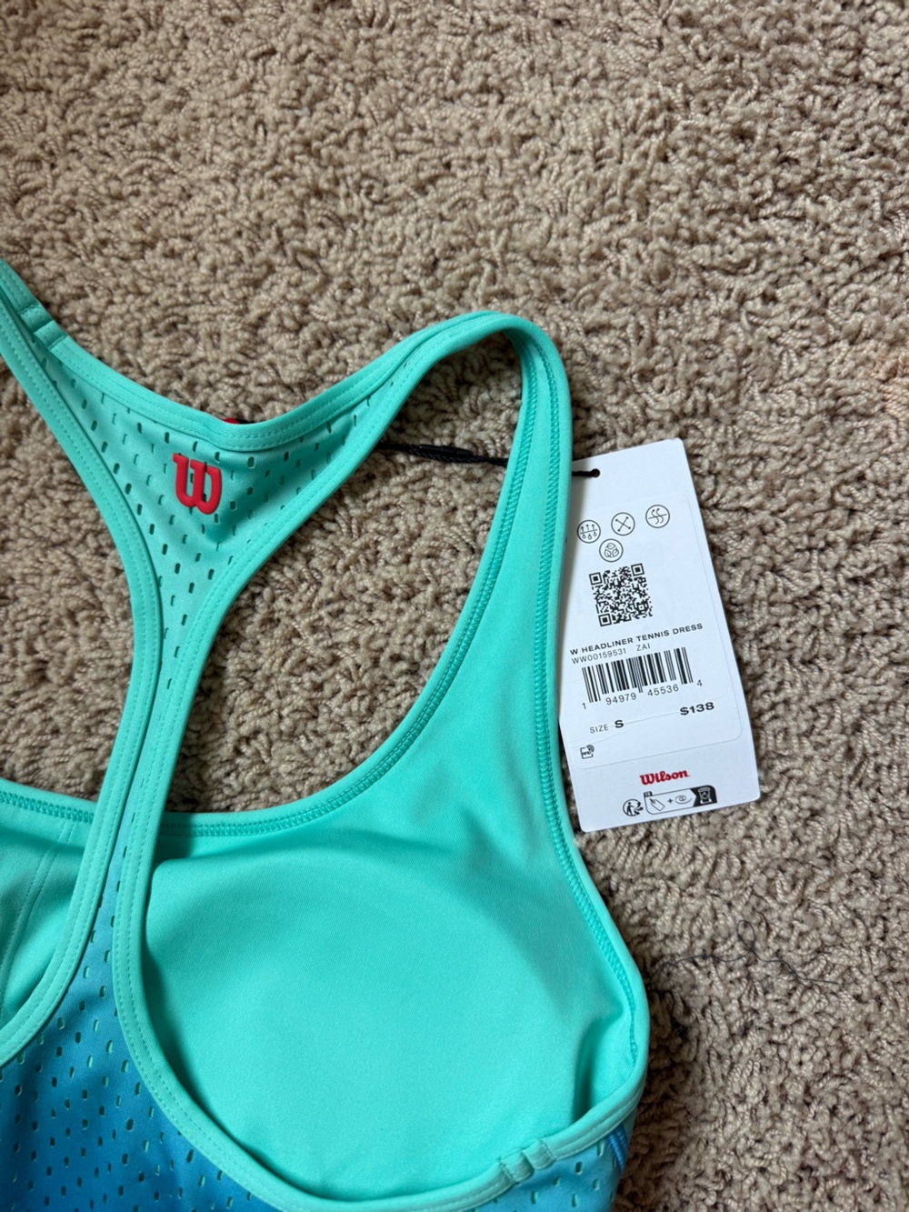 NWT Wilson Tiebreaker Ombre Aqua Tennis Dress - S - Picture 4 of 4